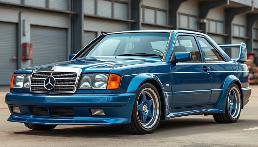 Mercedes 190 Evo 2 Replica with Ford Raptor V6 Engine in an industrial setting.