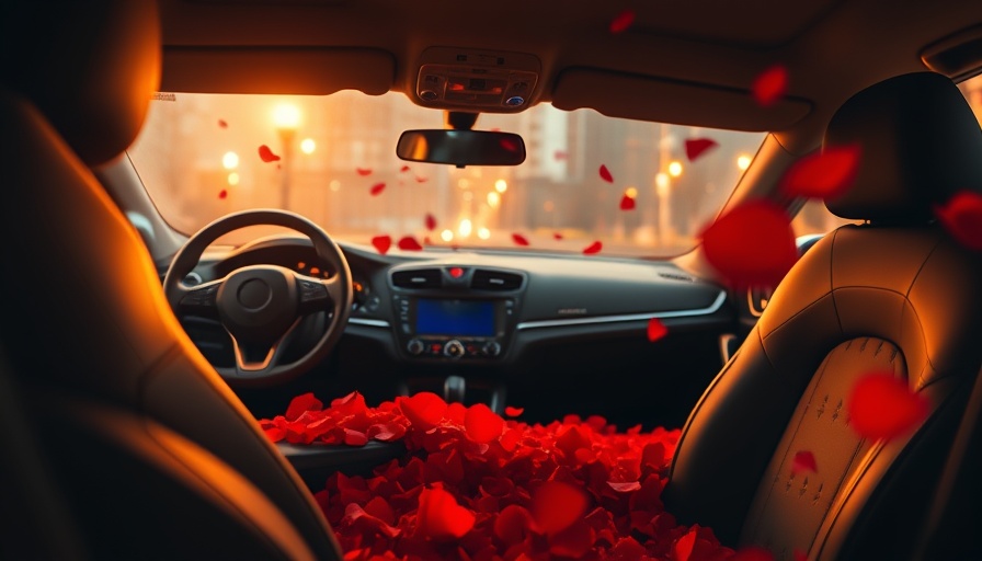 Luxury car with rose petals and new car smell focus.