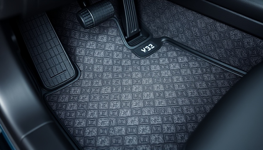 Premium car mats in a vehicle interior, close-up view.
