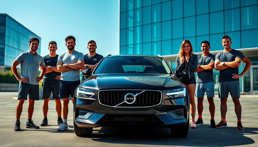 Binfield 10K 2025 Sponsorship team posing outside Volvo dealership.