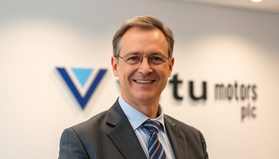 Businessman smiling at Vertu Motors, related to ZEV Mandate updates.