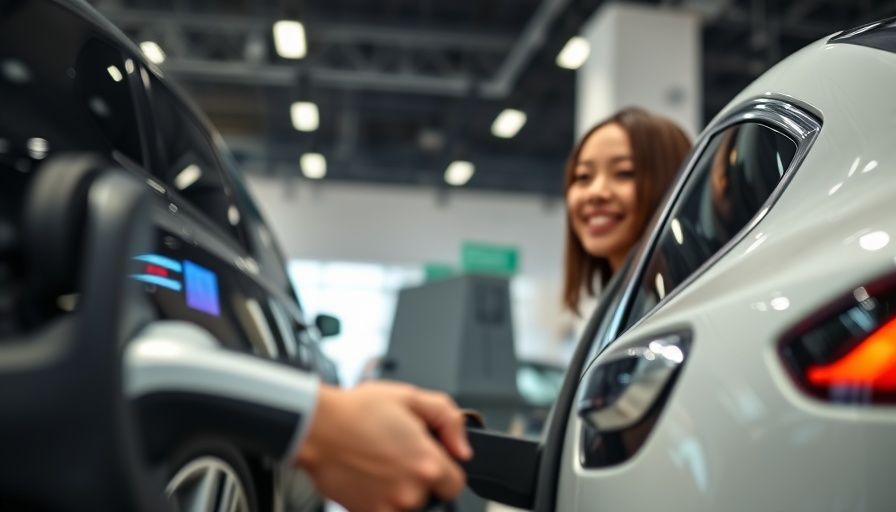 Person charging an electric vehicle in a showroom, Profit Margins from Electric Vehicles.
