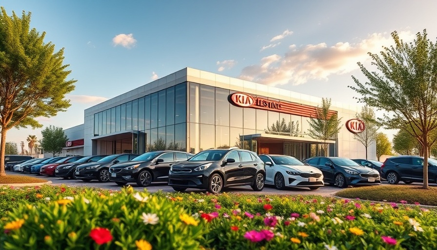 New Kia Dealership in Bristol with landscaped greenery.