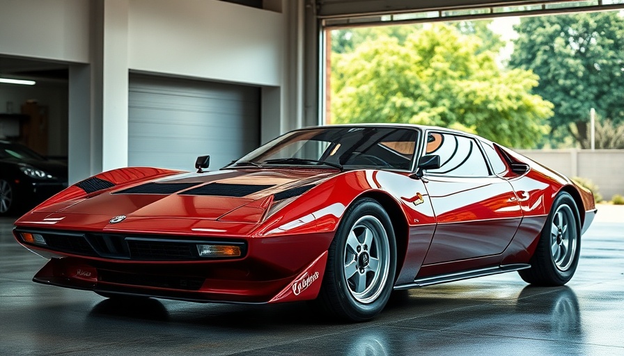 De Tomaso P72 production photos showcasing sleek design in garage.