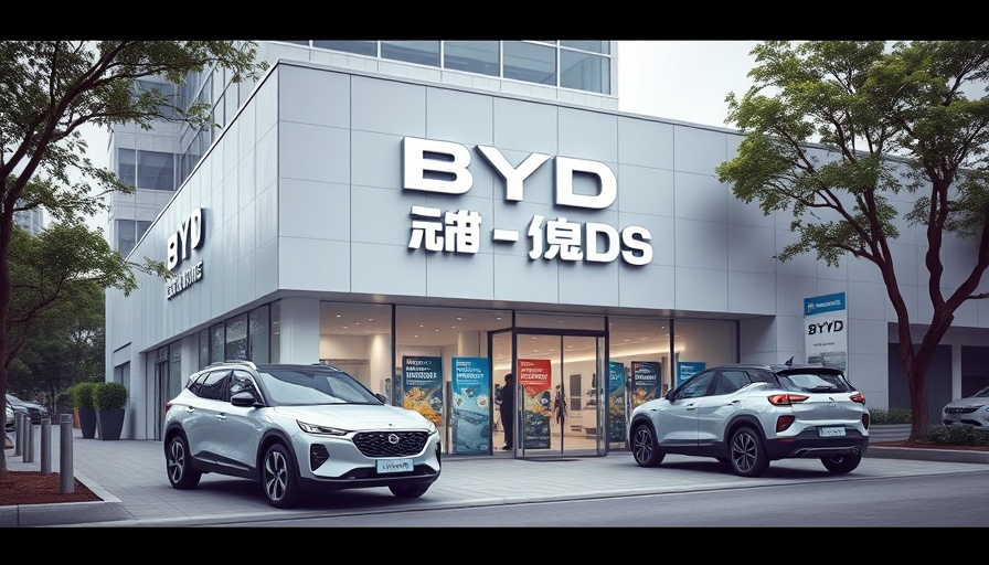 Riverside Motor Group BYD Showroom Opening with event banners and cars.