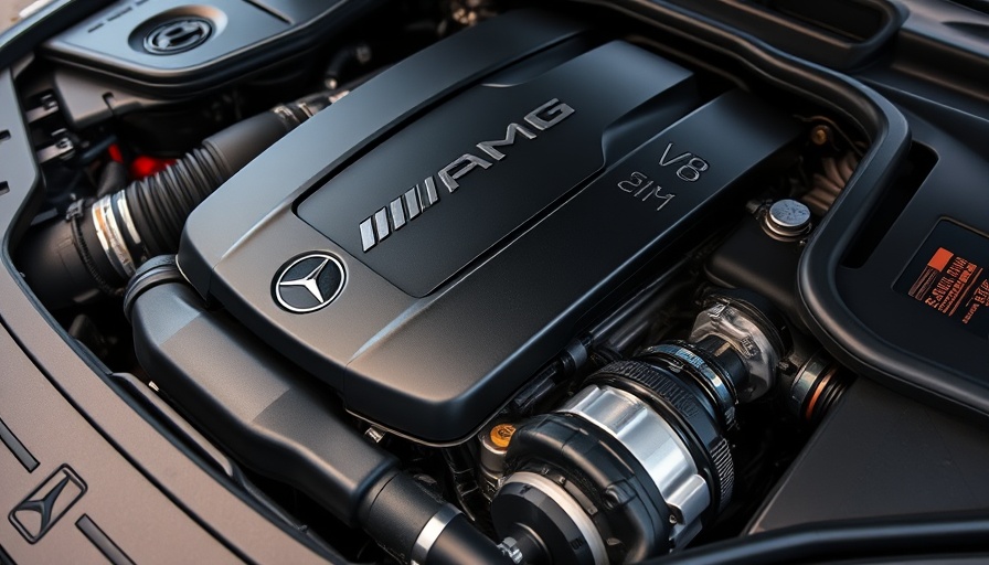 Close-up of Mercedes-AMG new V8 engine development in engine bay.