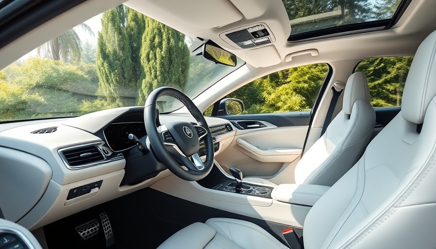 Car loan insurance: Luxurious car interior with white leather seats.