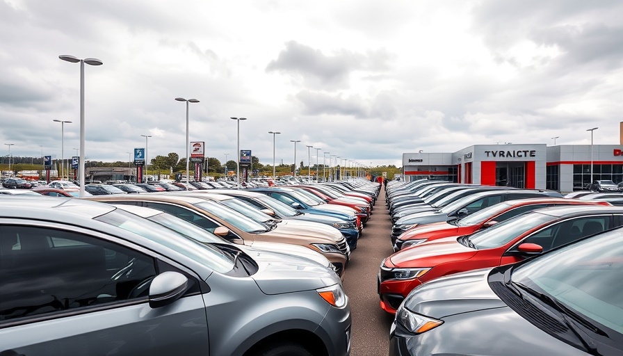 Parked cars at a UK Ford dealership, used BEV sales context.