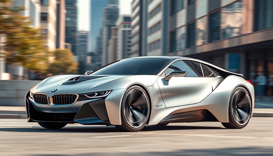 BMW Concept Speedtop futuristic design in cityscape, daylight.
