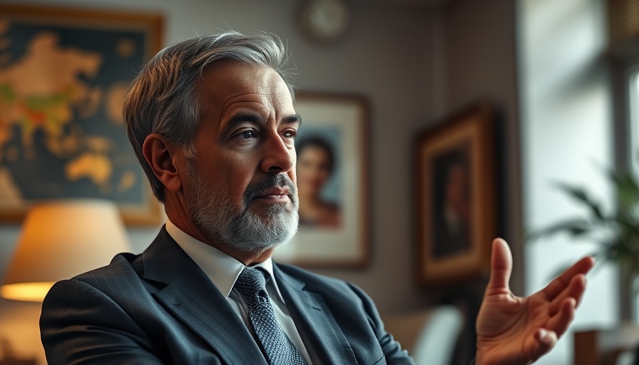 Middle-aged man in office discussing business, related to Waylands Automotive Polestar Expansion.