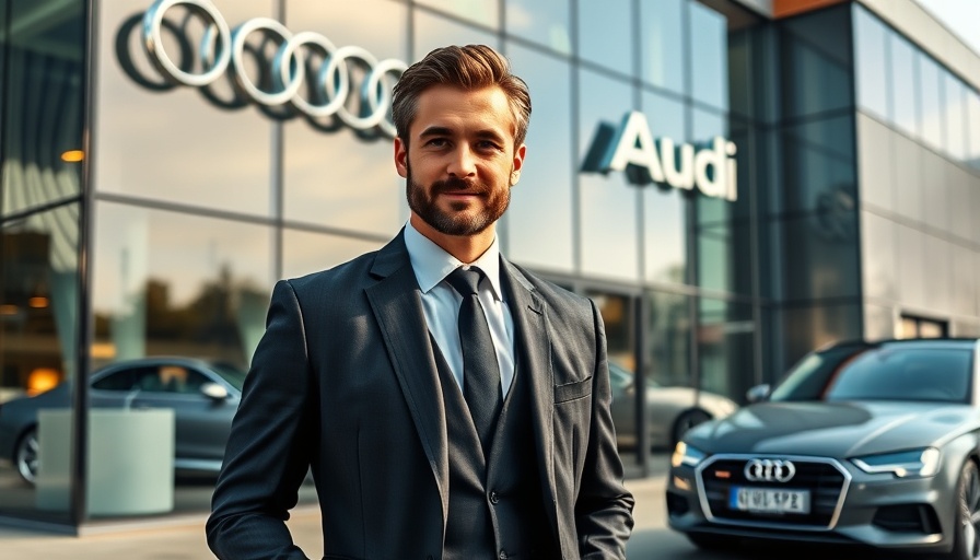 JCT600 Audi repair centre Bradford exterior with smiling man.