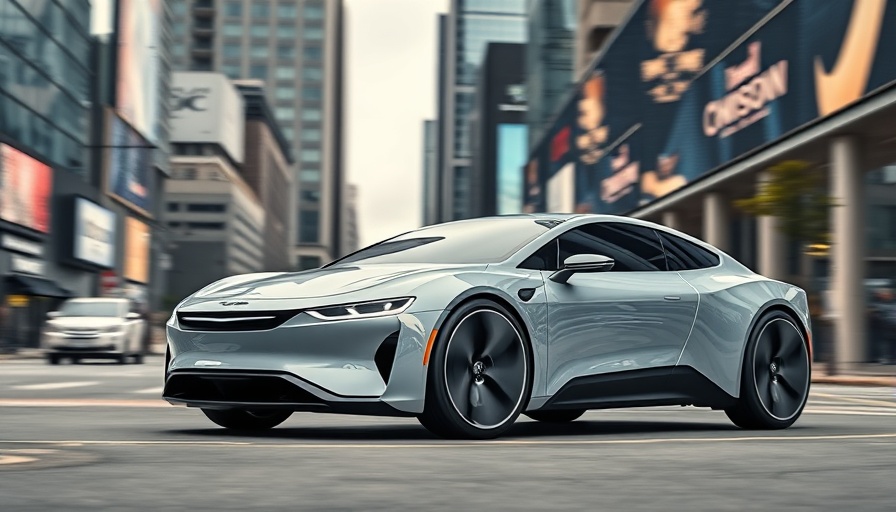 Futuristic Chrysler electric vehicle on a modern city street.