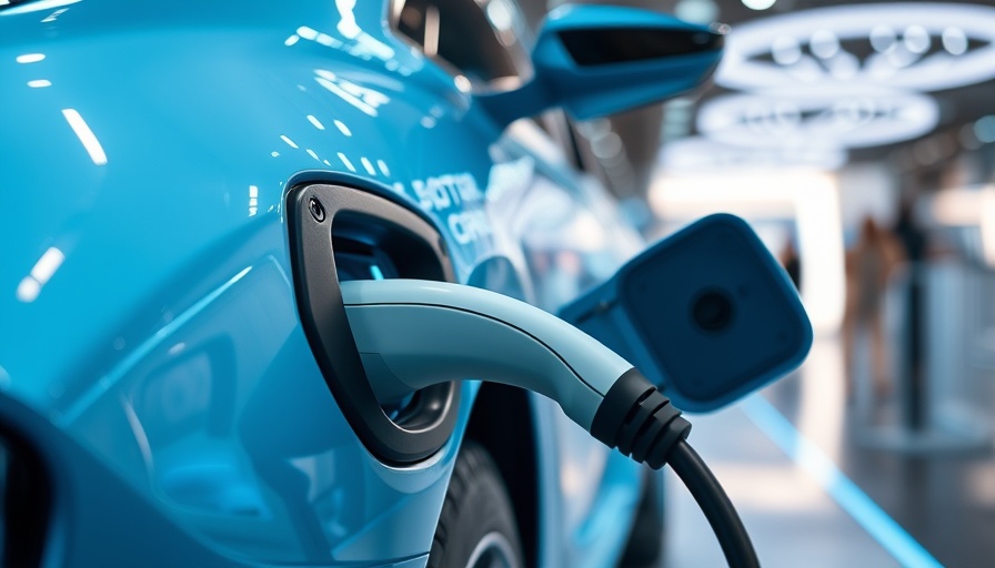 Electric vehicle charging at futuristic station, glowing lights.