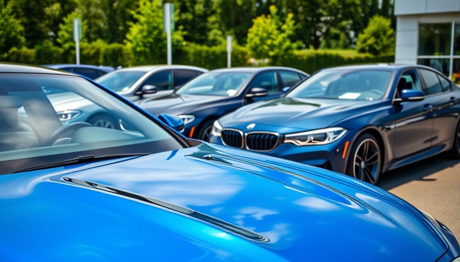 May new car sales performance, featuring sleek cars in dealership.