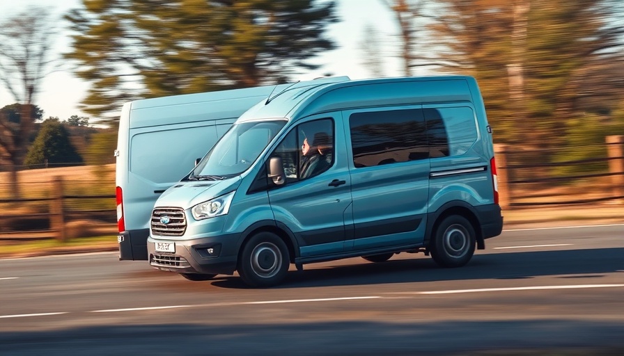 Modern van on a rural road captures van sales decline context.