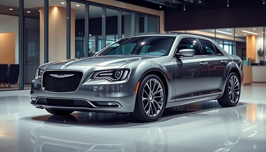 Chrysler car displayed in a luxurious showroom for 100th anniversary.