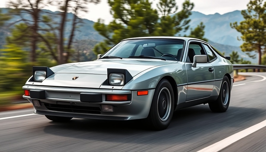 1979 Porsche 924 Turbo on scenic road with mountains.