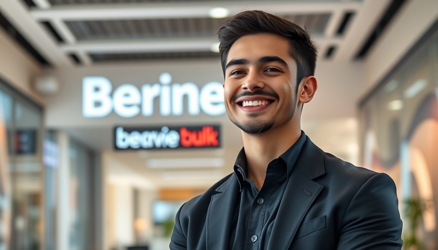Confident young professional in office with Leasing Options branding.