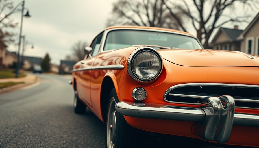 Best Audi car, vintage orange car parked in suburb.