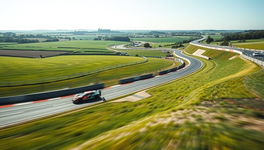 Dynamic race car at Circuit de la Sarthe in motion.