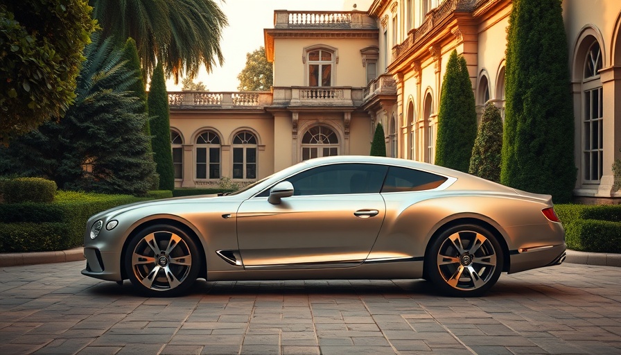 Best luxury cars: elegant silver car in villa courtyard