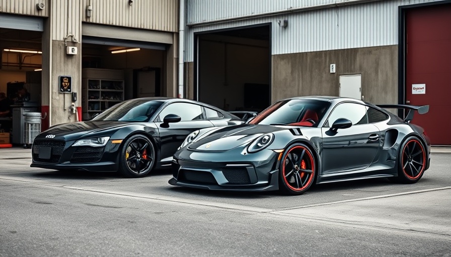 Modified Porsche 911, warranty solutions showcase outside Genome Design.