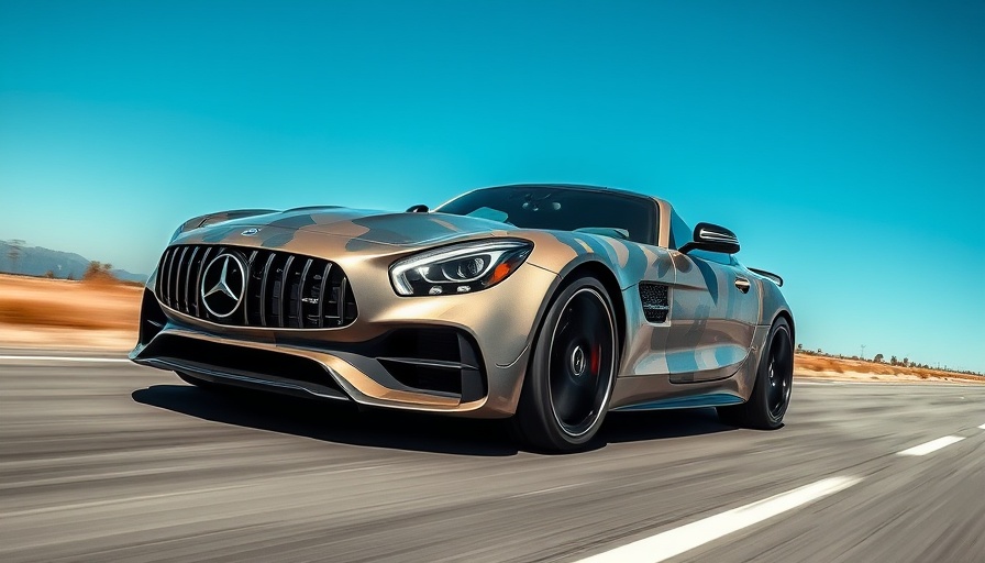 Camouflaged Mercedes-AMG coupe showcasing electric sound.