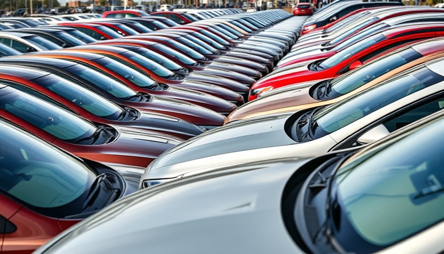 Used cars parked closely, illustrating supply constraints.