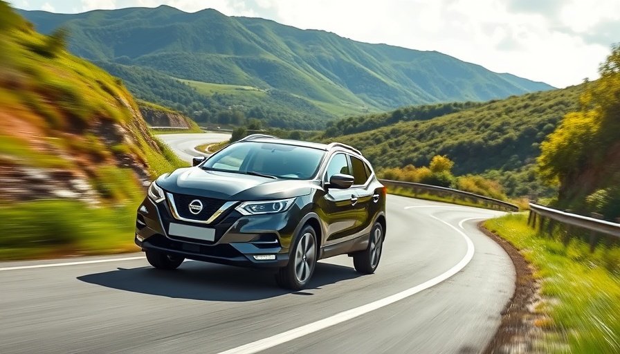 Nissan Qashqai with e-POWER technology driving on a scenic road
