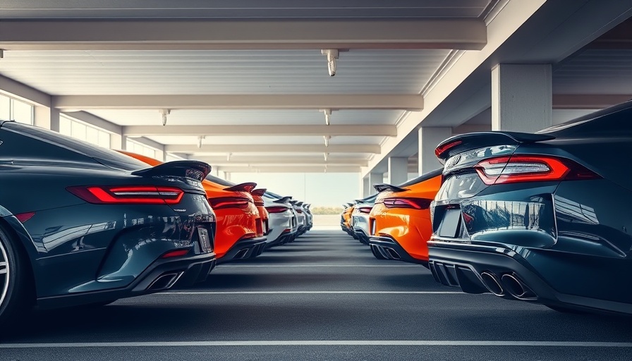 Luxury cars parked in a modern car park for Auto Transport Guide.