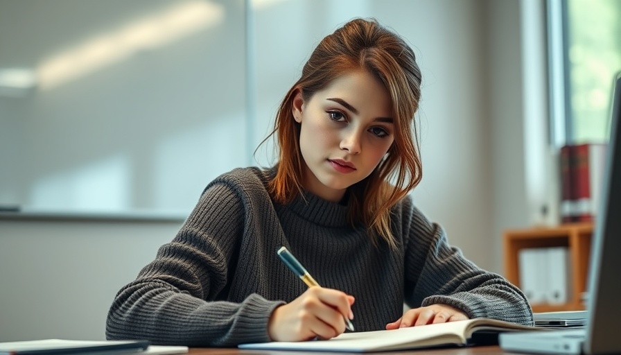 Young woman writing thoughtfully at desk, Evolution Warranties service context.