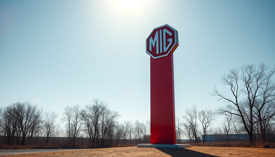 MG Motor UK sign in a sunny landscape at Ancaster MG franchise Shepperton.