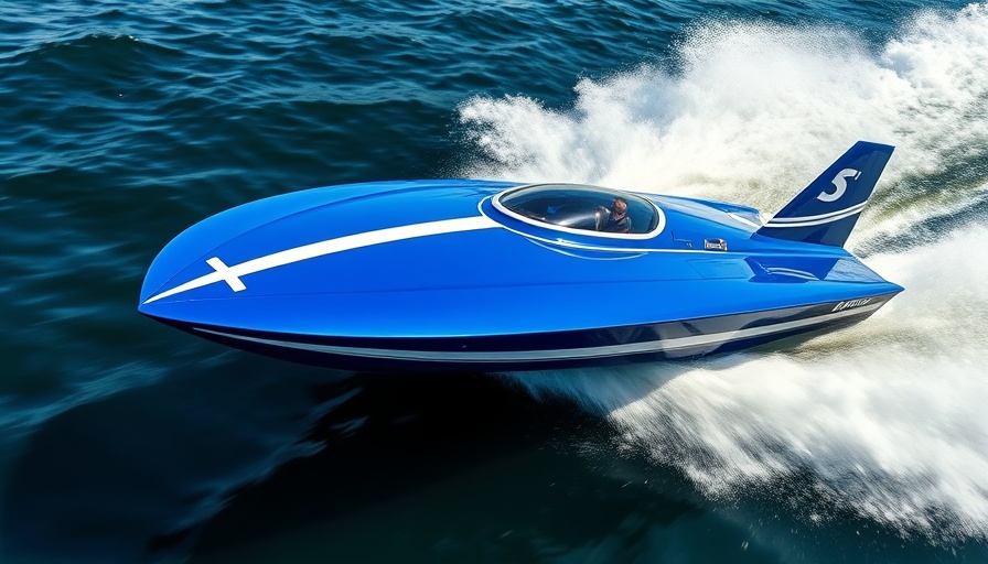 Jimmie Johnson Muncey's Blue Blaster hydroplane racing on water.