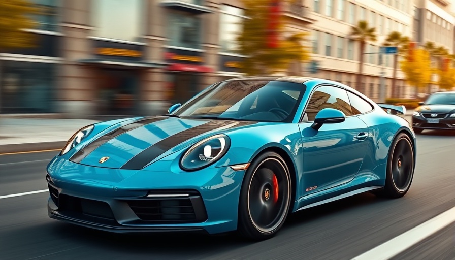 2026 Porsche 911 Club Coupe driving in city street, sleek design.