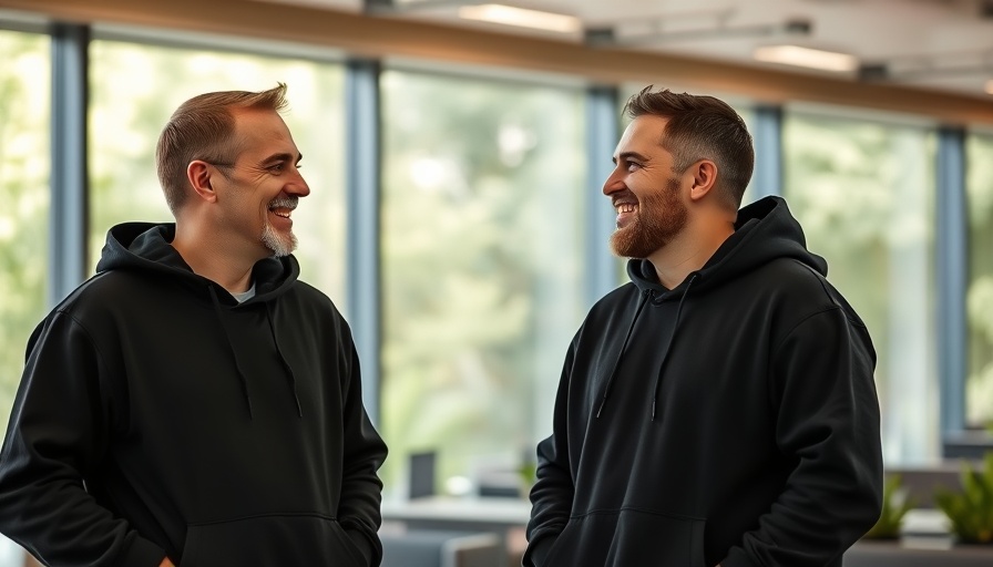 Two men in casual discussion at a recruitment firm office.