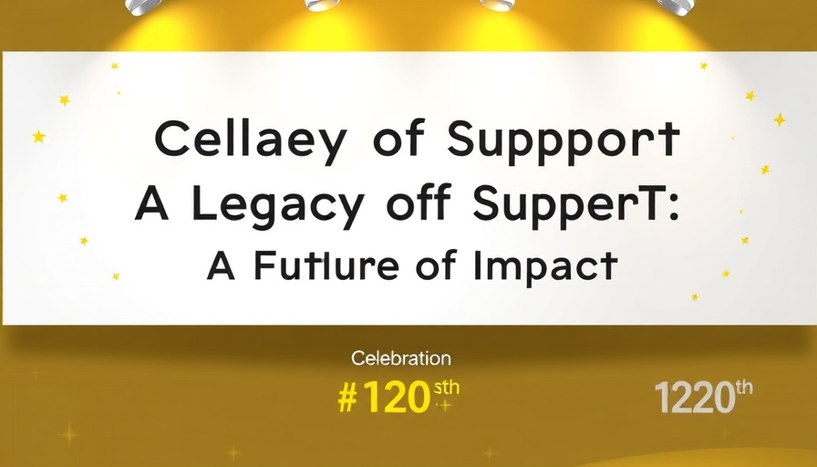 Ben Charity 120th birthday banner with bold yellow text.