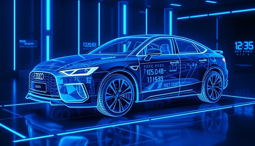 Digital hologram of car illustrating Tire Pressure Monitoring Systems TPMS.