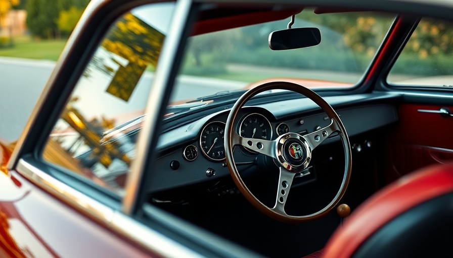 Vintage Alfa Romeo Giulietta interior highlighting dashboard for auction.