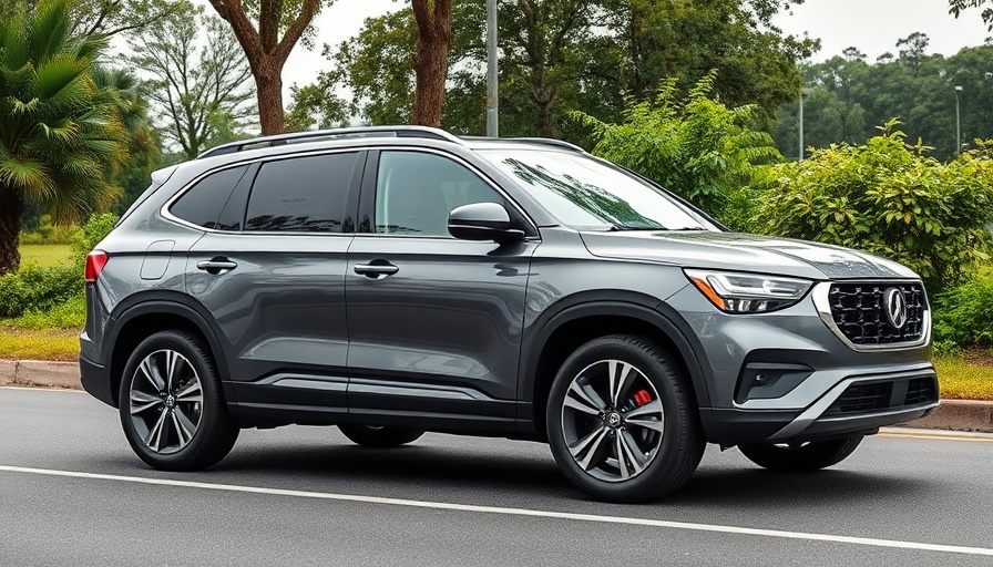Sleek SUV parked by greenery, showcasing style and comfort, representing most profitable cars of June.