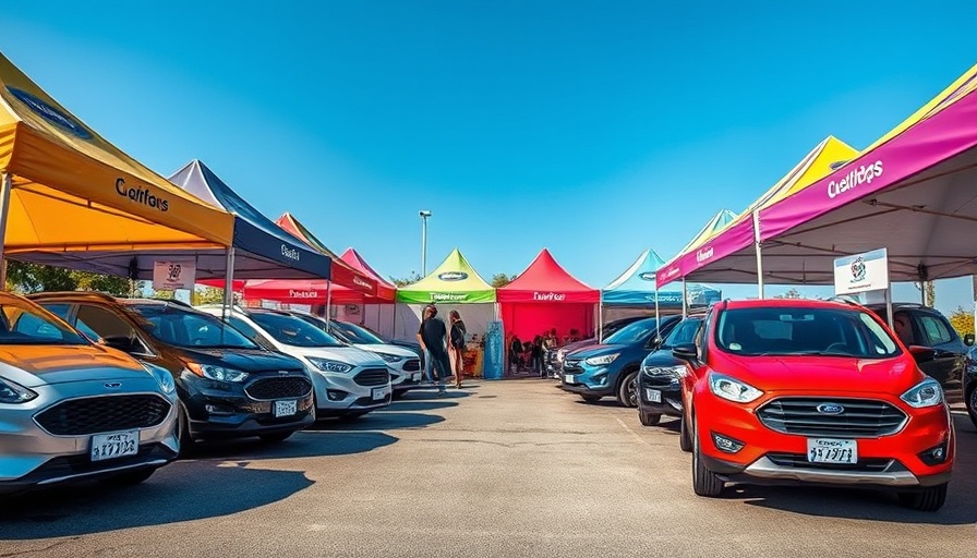 Ford community charity fundraising event with cars on display