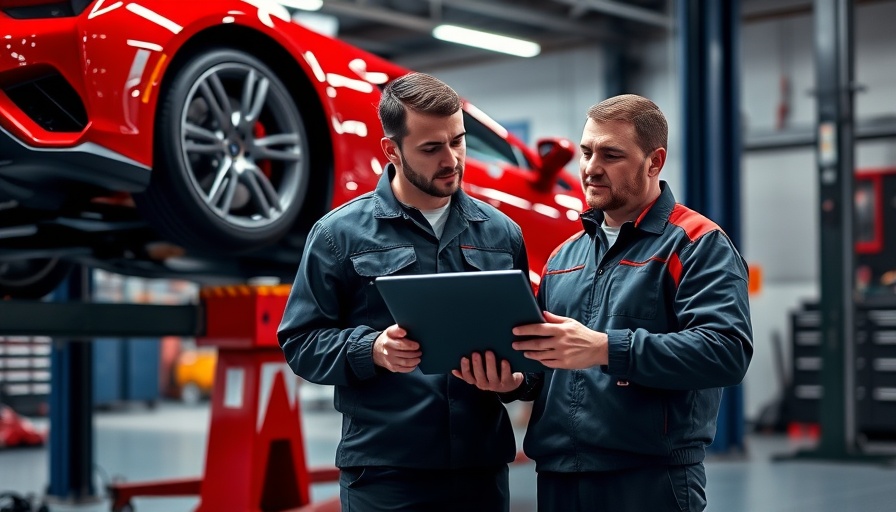 EV technician accreditation process with experts in garage.
