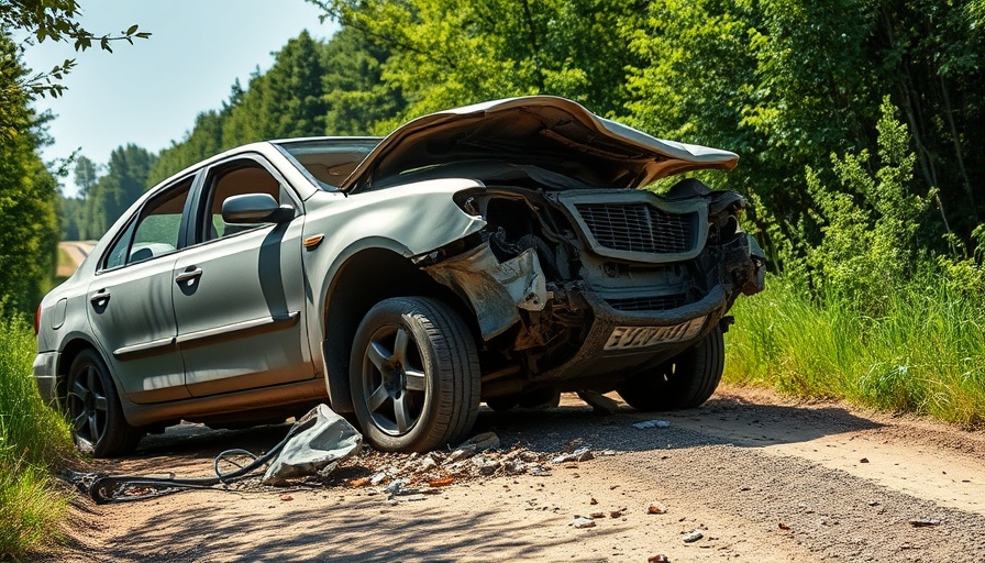 Legal strategies for winning car accident lawsuit, crashed car image.