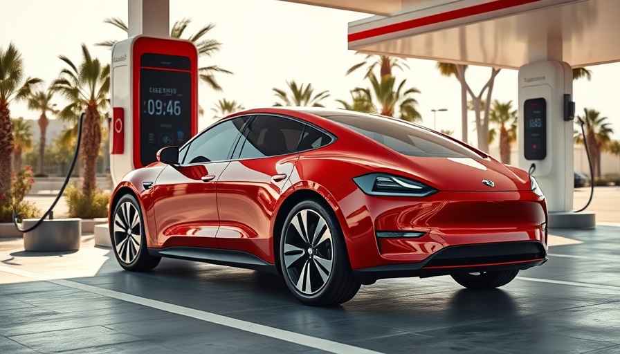 Modern electric car charging at a station, most profitable make and model Q2.