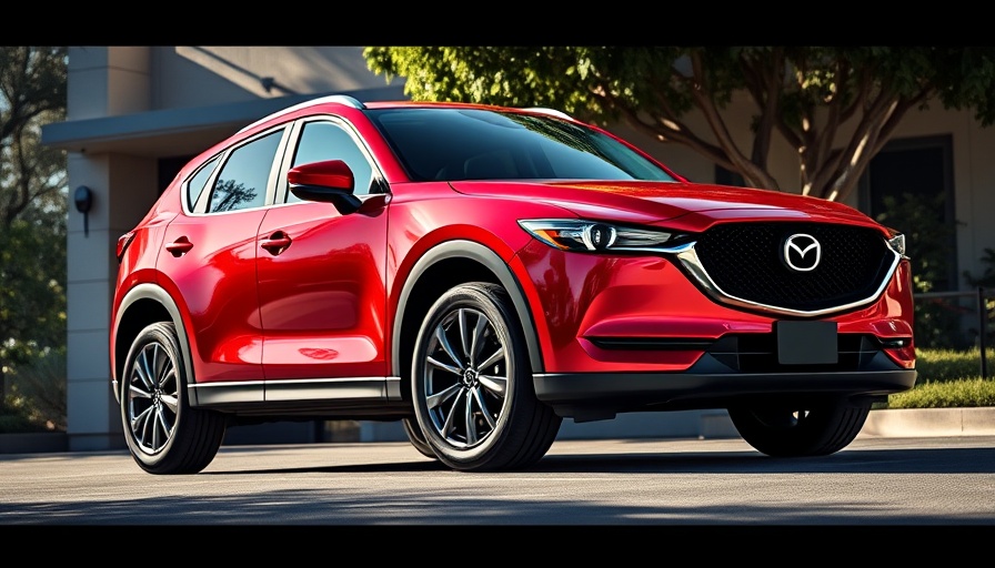 Mazda CX-5 upgrades showcased in a sleek parked red SUV.