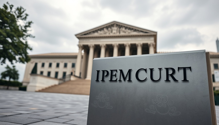 Supreme Court motor finance ruling sign at building entrance.