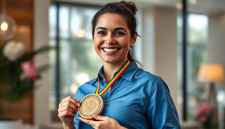 Smiling woman holding an award medal at the Motor Trader Women in Motor Industry Awards 2025.
