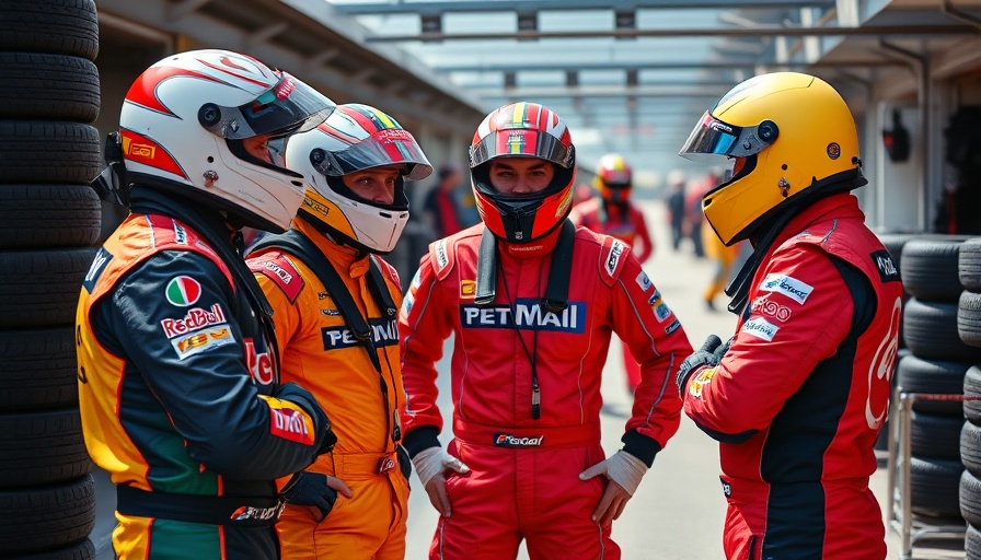Racing team discussing last minute updates at Red Bull Racing.