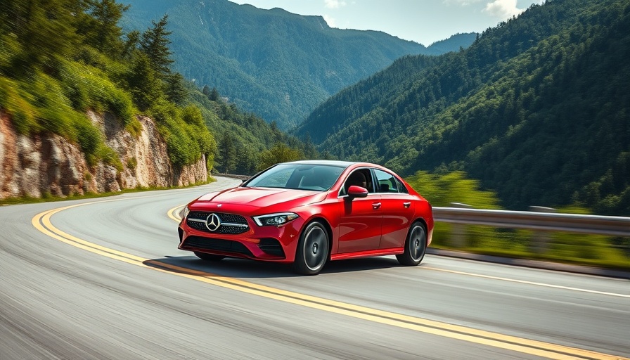 Mercedes CLA EV in motion on a mountain road highlighting style and power