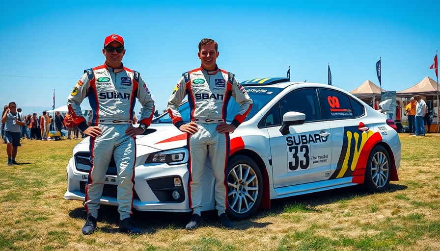 Subaru Rally Experience: Drivers with a rally car at an outdoor event.