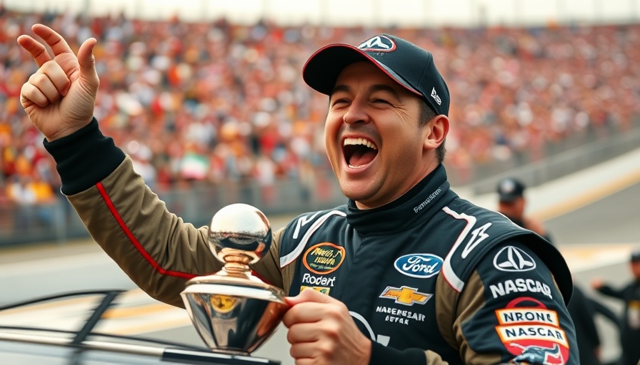 William Byron celebrates Iowa Corn 350 victory with trophy.